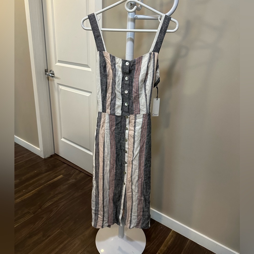 Off White-Multi stripe spring dress from Dex. Size is US Large